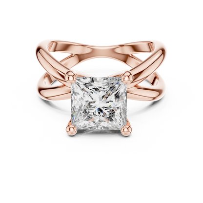 Yellow Gold Princess Cut Diamond Solitaire Engagement Ring : 3CTW