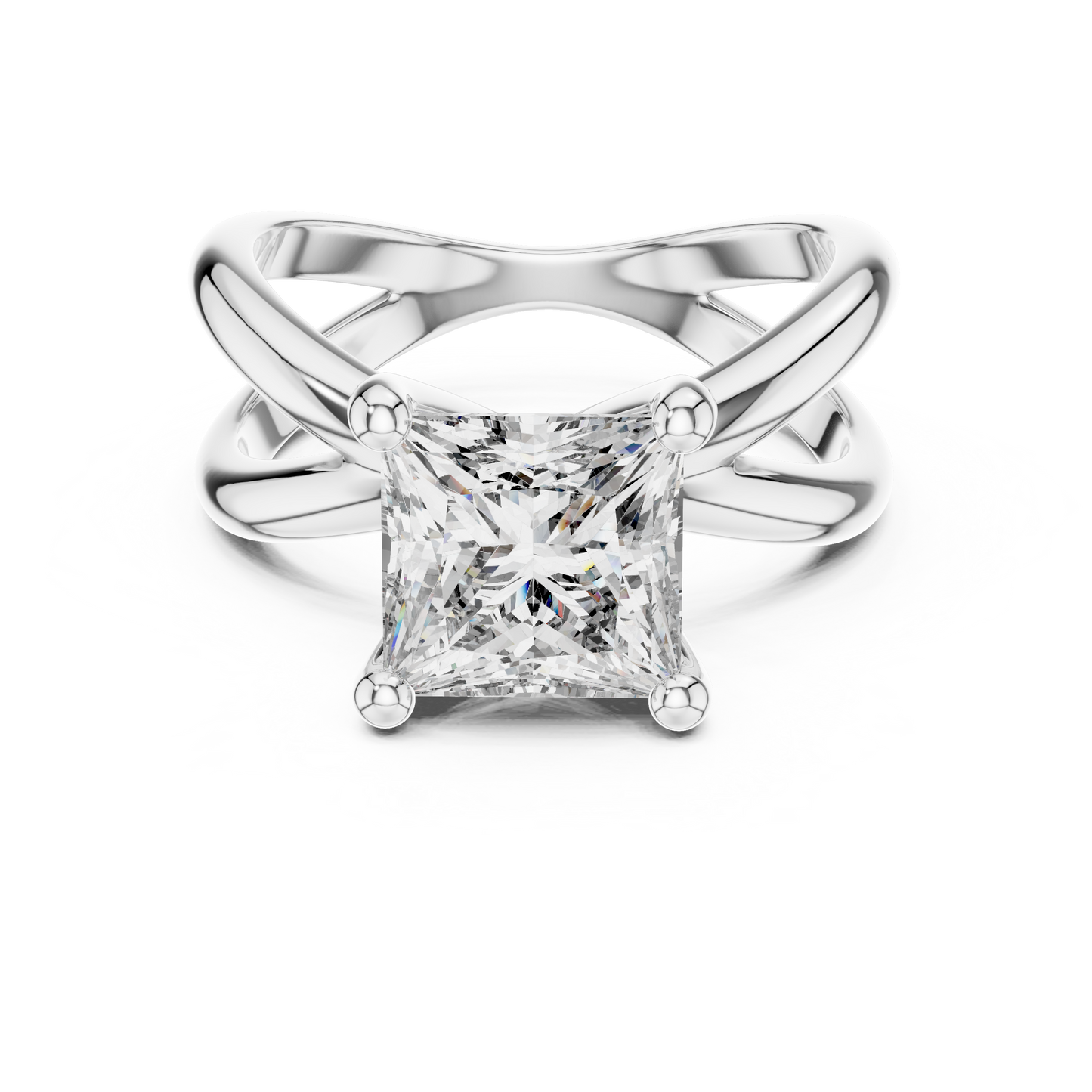 Yellow Gold Princess Cut Diamond Solitaire Engagement Ring : 3CTW