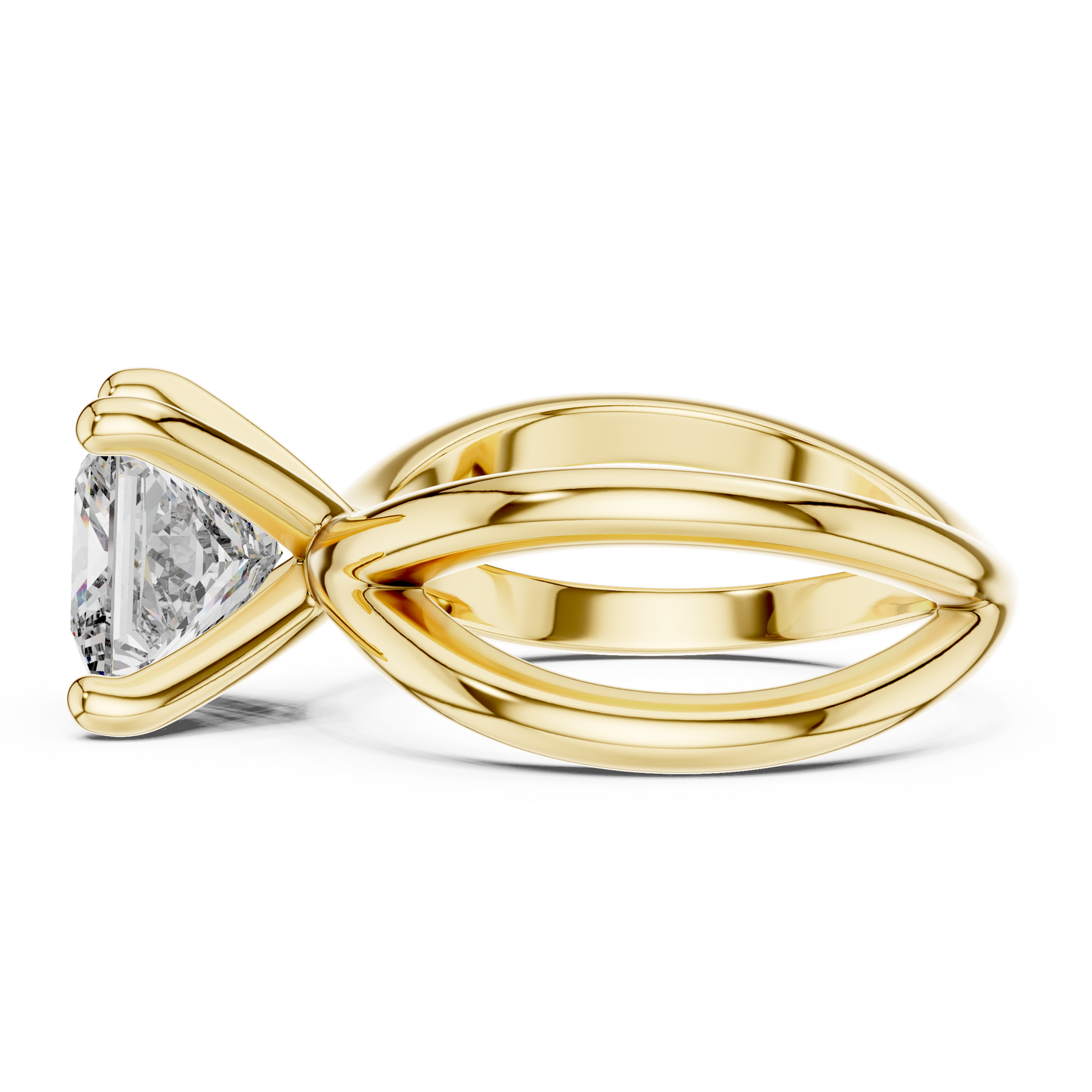 Yellow Gold Princess Cut Diamond Solitaire Engagement Ring : 3CTW
