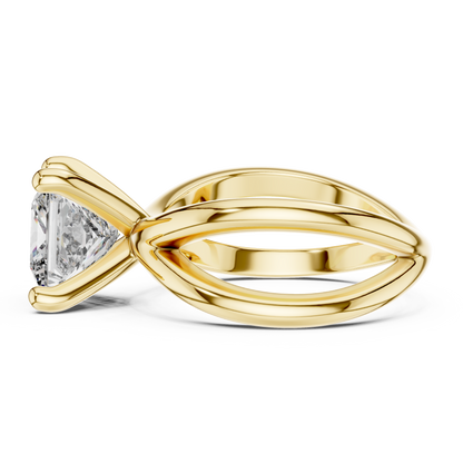 Yellow Gold Princess Cut Diamond Solitaire Engagement Ring : 3CTW