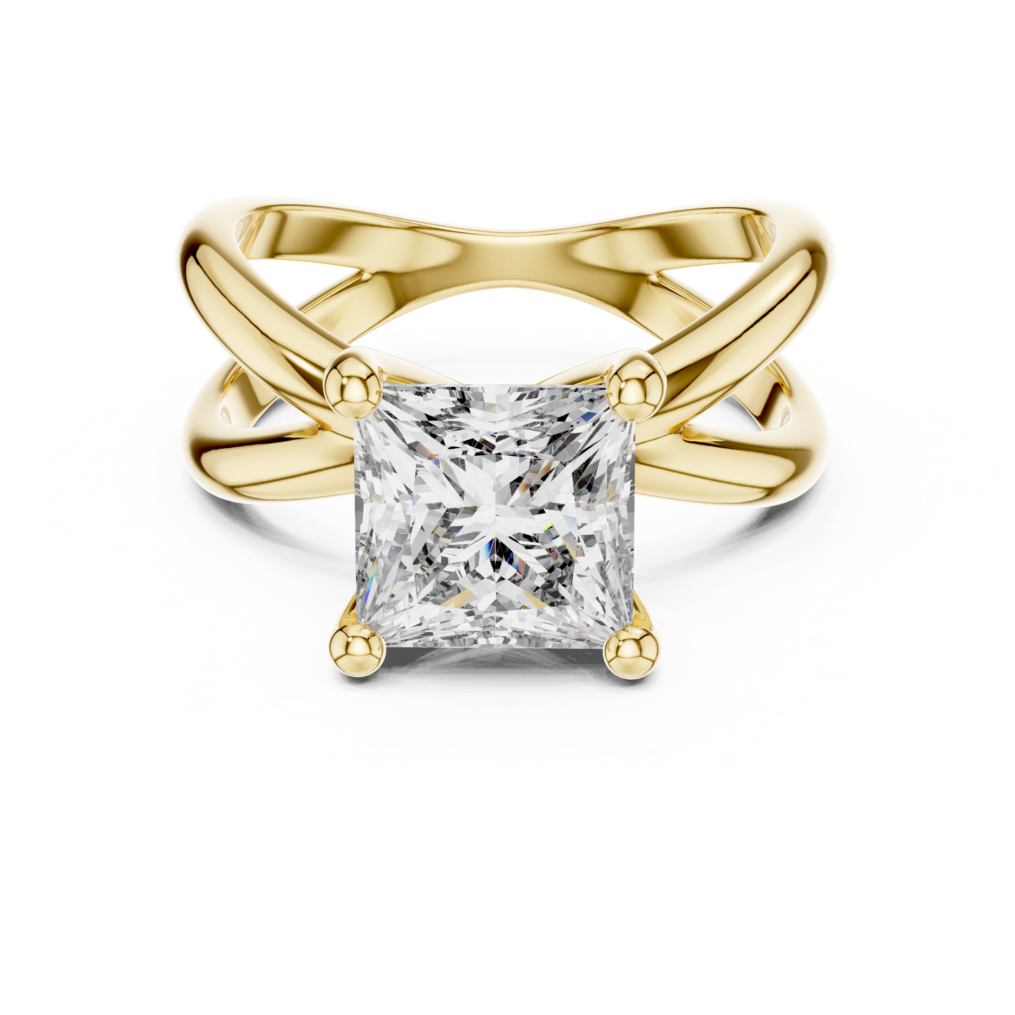 Yellow Gold Princess Cut Diamond Solitaire Engagement Ring : 3CTW