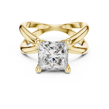 Yellow Gold Princess Cut Diamond Solitaire Engagement Ring : 3CTW