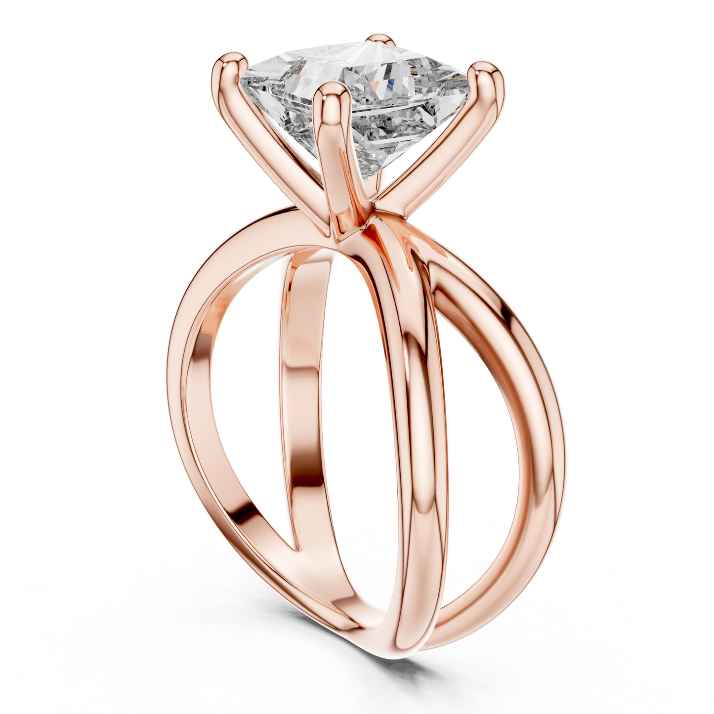 Yellow Gold Princess Cut Diamond Solitaire Engagement Ring : 3CTW