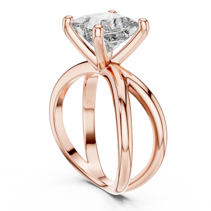 Yellow Gold Princess Cut Diamond Solitaire Engagement Ring : 3CTW