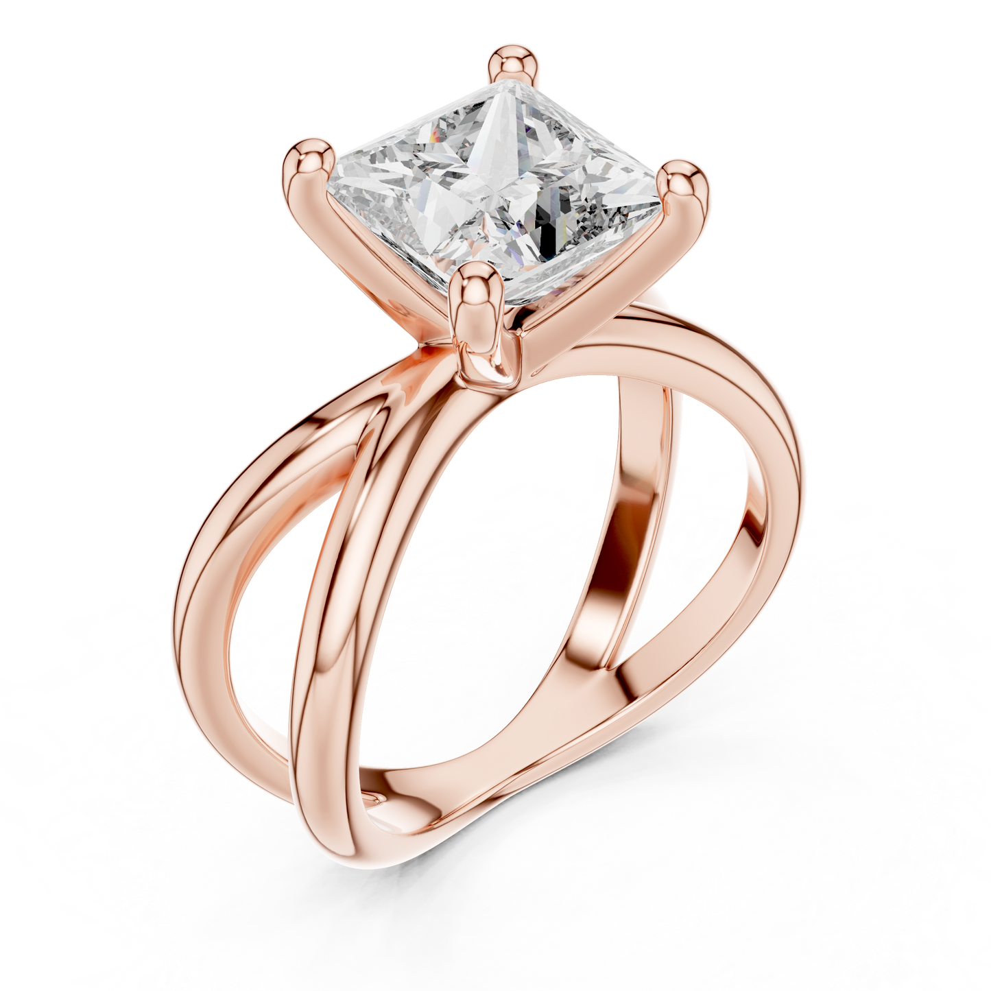 Yellow Gold Princess Cut Diamond Solitaire Engagement Ring : 3CTW