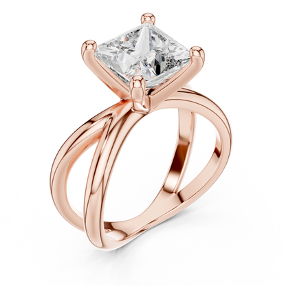 Yellow Gold Princess Cut Diamond Solitaire Engagement Ring : 3CTW