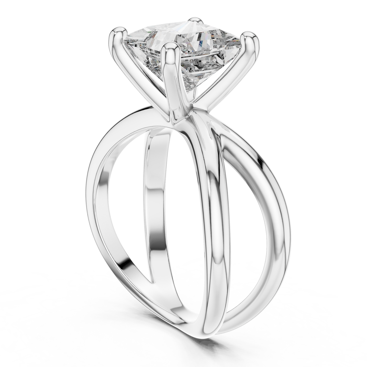 Yellow Gold Princess Cut Diamond Solitaire Engagement Ring : 3CTW