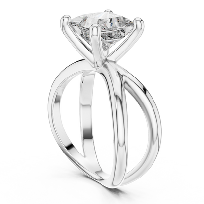 Yellow Gold Princess Cut Diamond Solitaire Engagement Ring : 3CTW