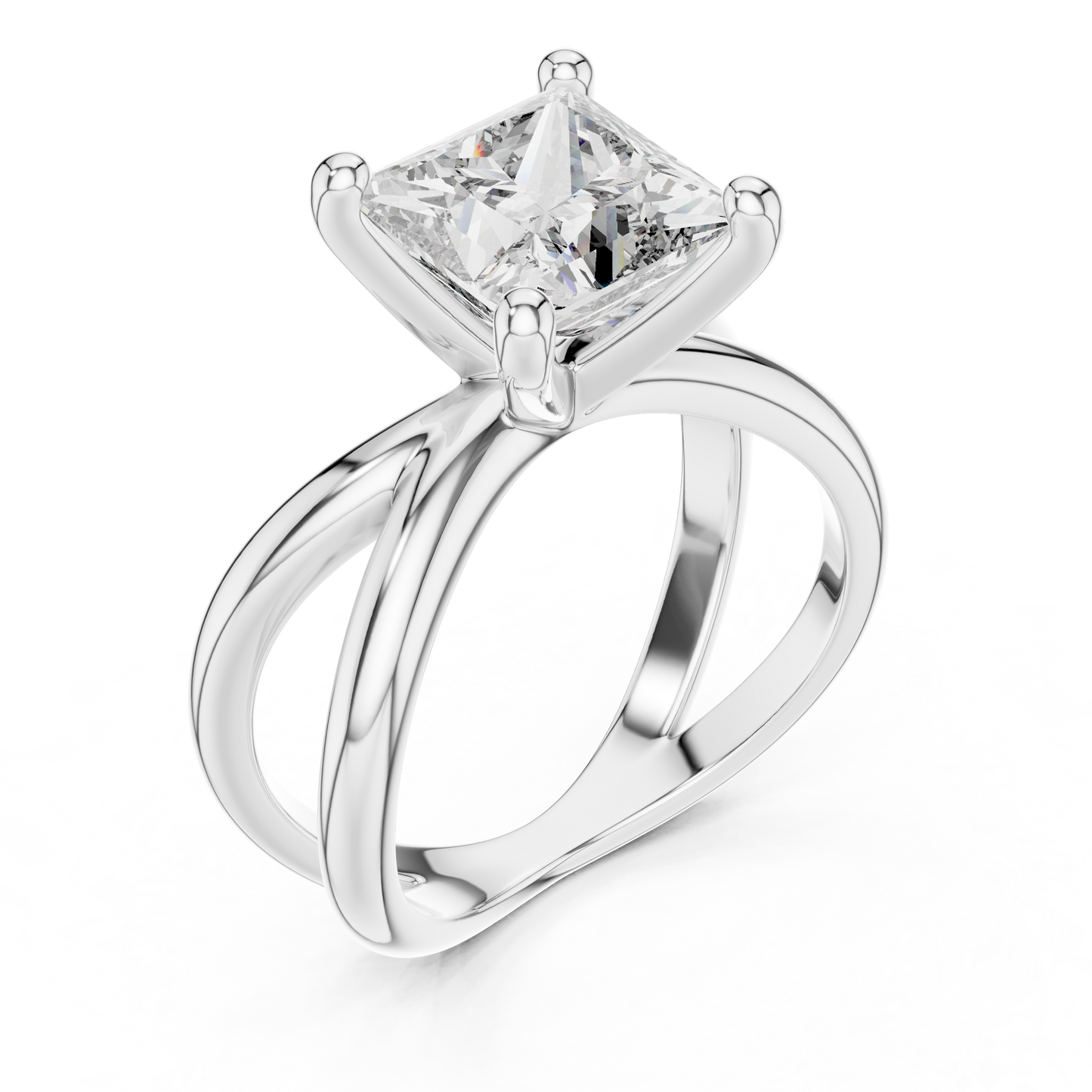Yellow Gold Princess Cut Diamond Solitaire Engagement Ring : 3CTW