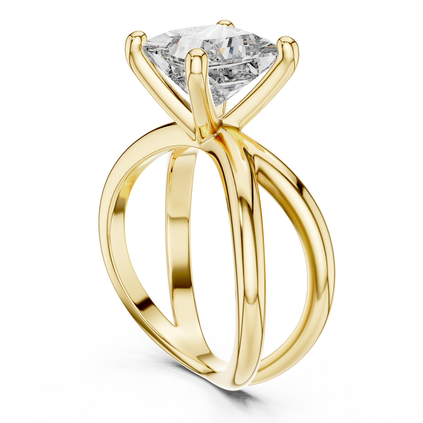 Yellow Gold Princess Cut Diamond Solitaire Engagement Ring : 3CTW