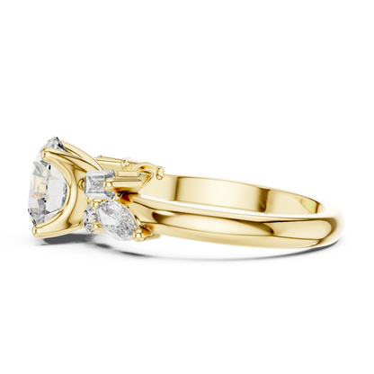 2.79CTW Multi-Shape Diamond Cluster Engagement Ring in Gold