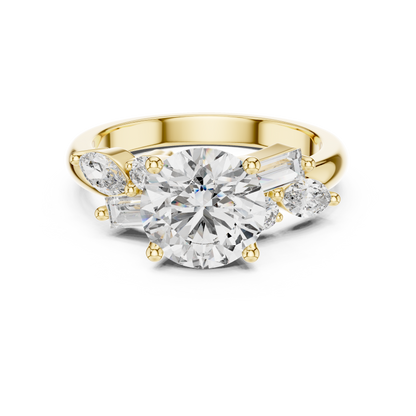 2.79CTW Multi-Shape Diamond Cluster Engagement Ring in Gold