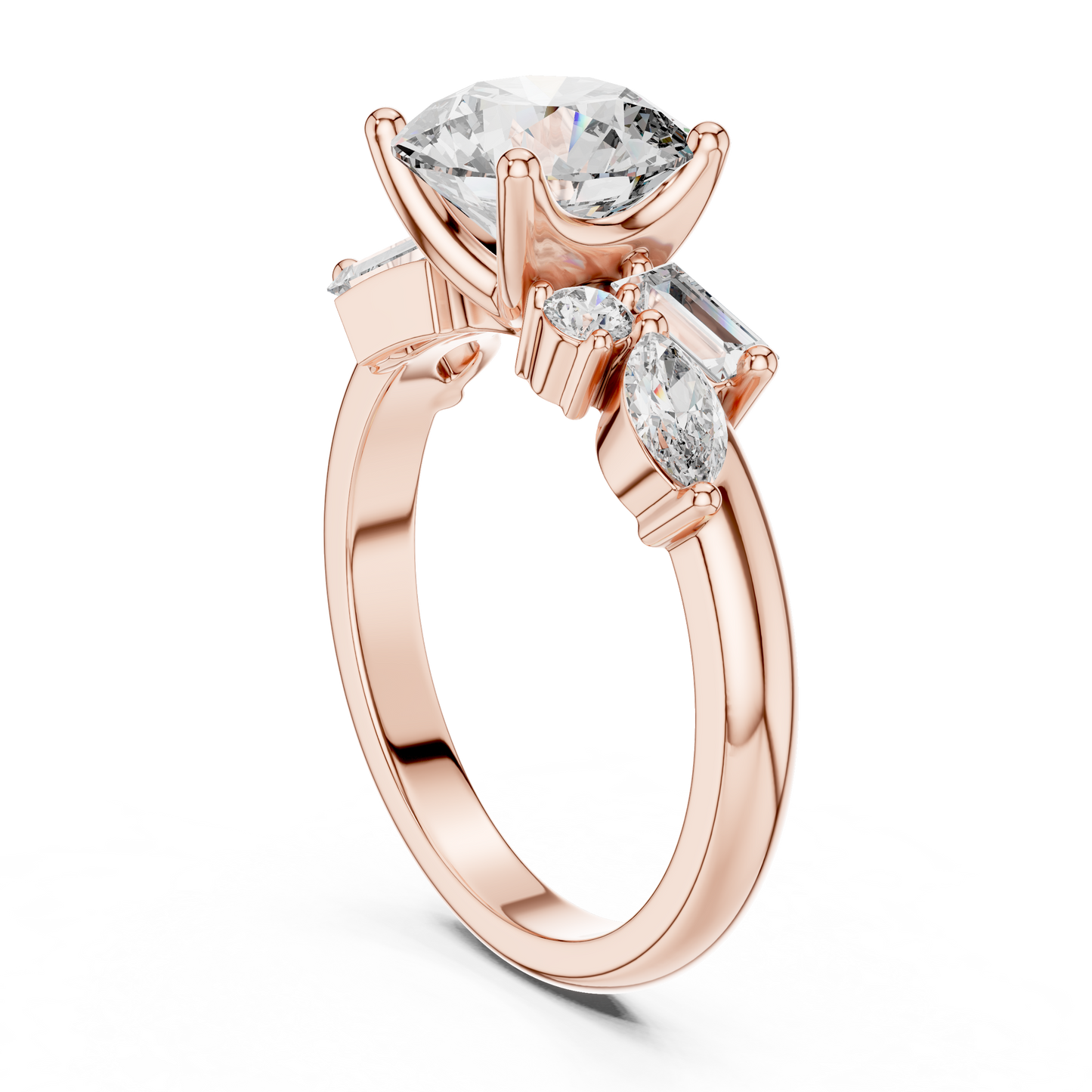 2.79CTW Multi-Shape Diamond Cluster Engagement Ring in Gold