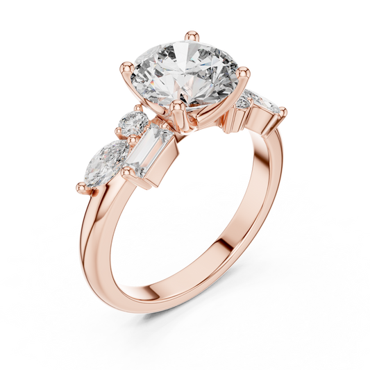 2.79CTW Multi-Shape Diamond Cluster Engagement Ring in Gold