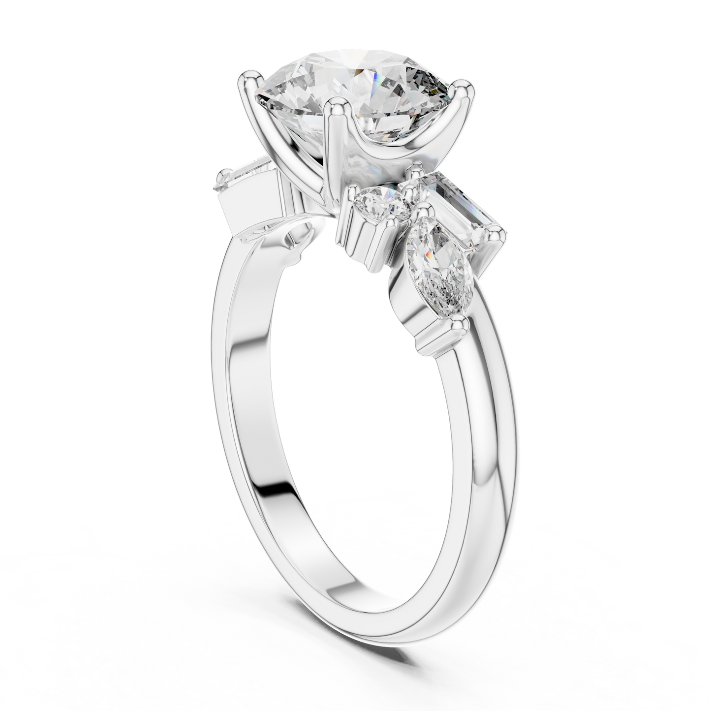 2.79CTW Multi-Shape Diamond Cluster Engagement Ring in Gold