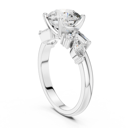 2.79CTW Multi-Shape Diamond Cluster Engagement Ring in Gold