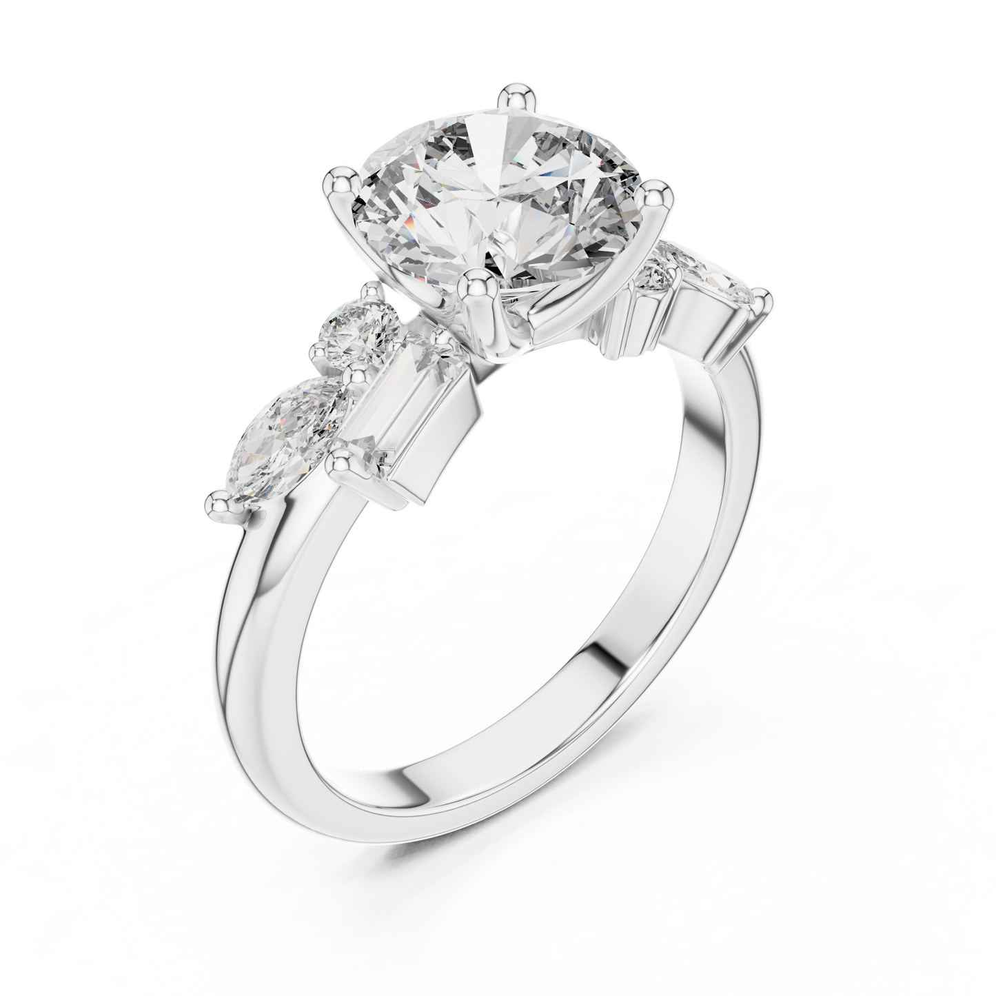 2.79CTW Multi-Shape Diamond Cluster Engagement Ring in Gold