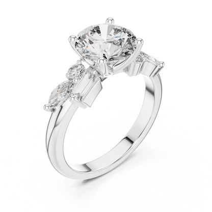 2.79CTW Multi-Shape Diamond Cluster Engagement Ring in Gold