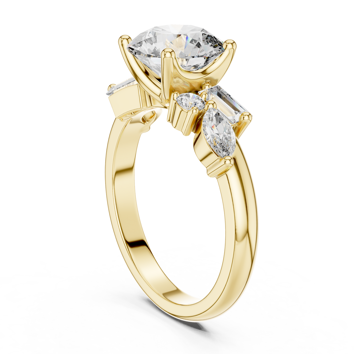 2.79CTW Multi-Shape Diamond Cluster Engagement Ring in Gold