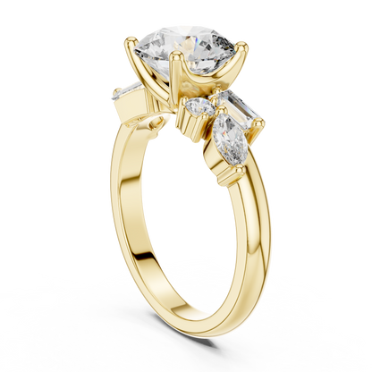2.79CTW Multi-Shape Diamond Cluster Engagement Ring in Gold