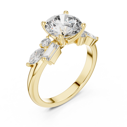 2.79CTW Multi-Shape Diamond Cluster Engagement Ring in Gold