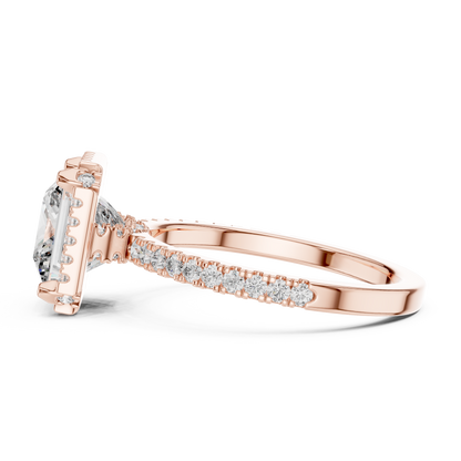 White Gold Princess Cut Diamond Halo Ring : 2.93CTW Luxury Pave