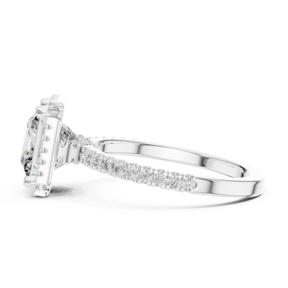 White Gold Princess Cut Diamond Halo Ring : 2.93CTW Luxury Pave