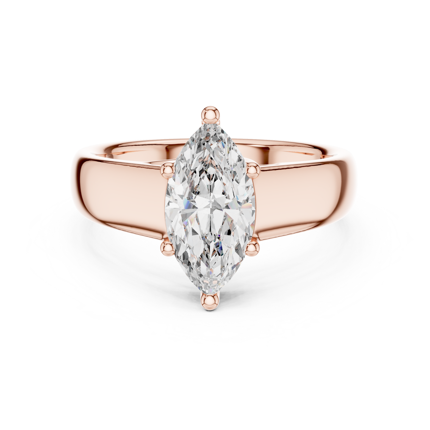 White Gold Marquise Cut Diamond Solitaire Statement Ring : 2CTW