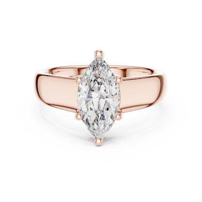 White Gold Marquise Cut Diamond Solitaire Statement Ring : 2CTW