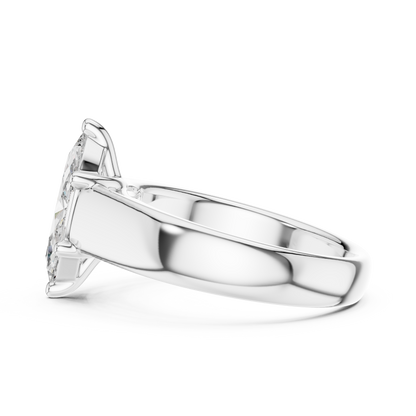 White Gold Marquise Cut Diamond Solitaire Statement Ring : 2CTW