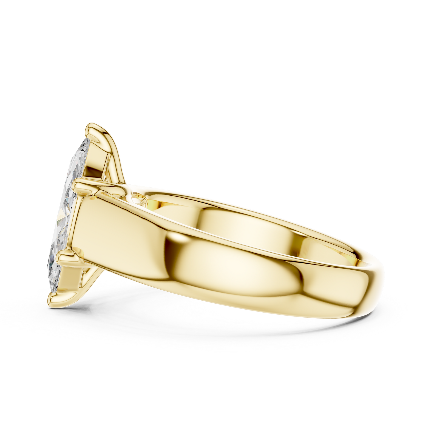 White Gold Marquise Cut Diamond Solitaire Statement Ring : 2CTW