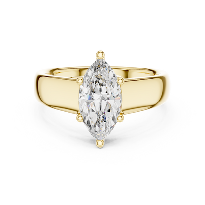 White Gold Marquise Cut Diamond Solitaire Statement Ring : 2CTW