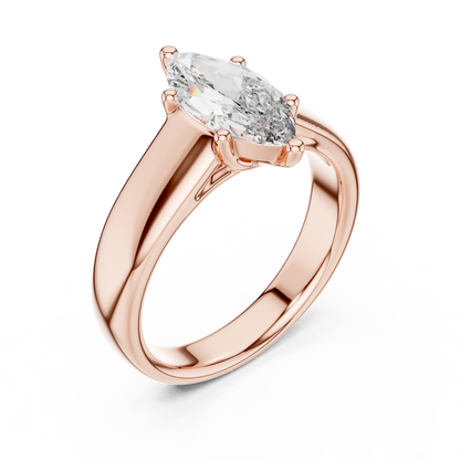 White Gold Marquise Cut Diamond Solitaire Statement Ring : 2CTW