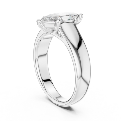 White Gold Marquise Cut Diamond Solitaire Statement Ring : 2CTW