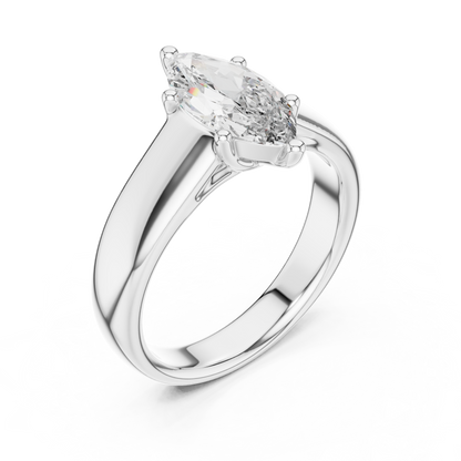 White Gold Marquise Cut Diamond Solitaire Statement Ring : 2CTW