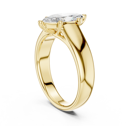 White Gold Marquise Cut Diamond Solitaire Statement Ring : 2CTW
