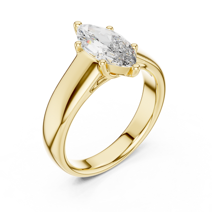 White Gold Marquise Cut Diamond Solitaire Statement Ring : 2CTW