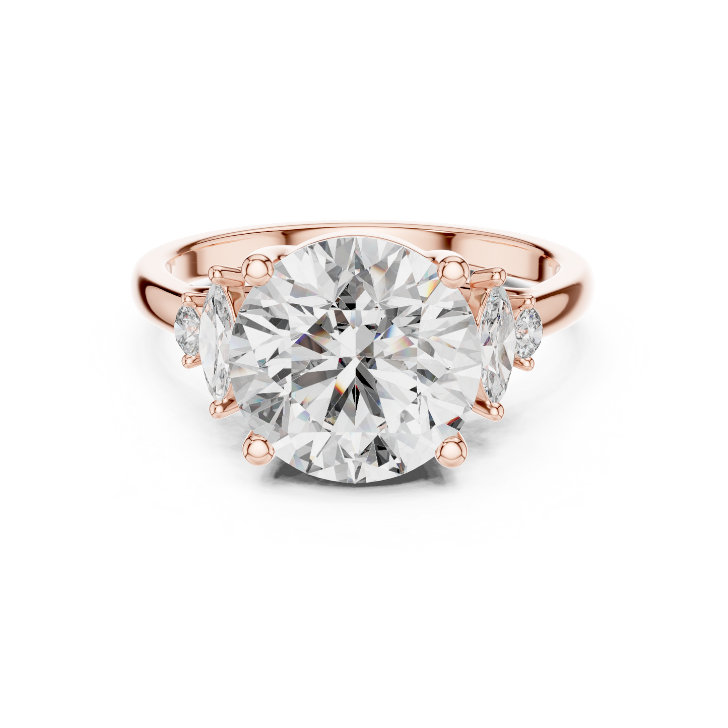 Yellow Gold Round Cut Diamond Cluster bypass Ring : 3.87CTW
