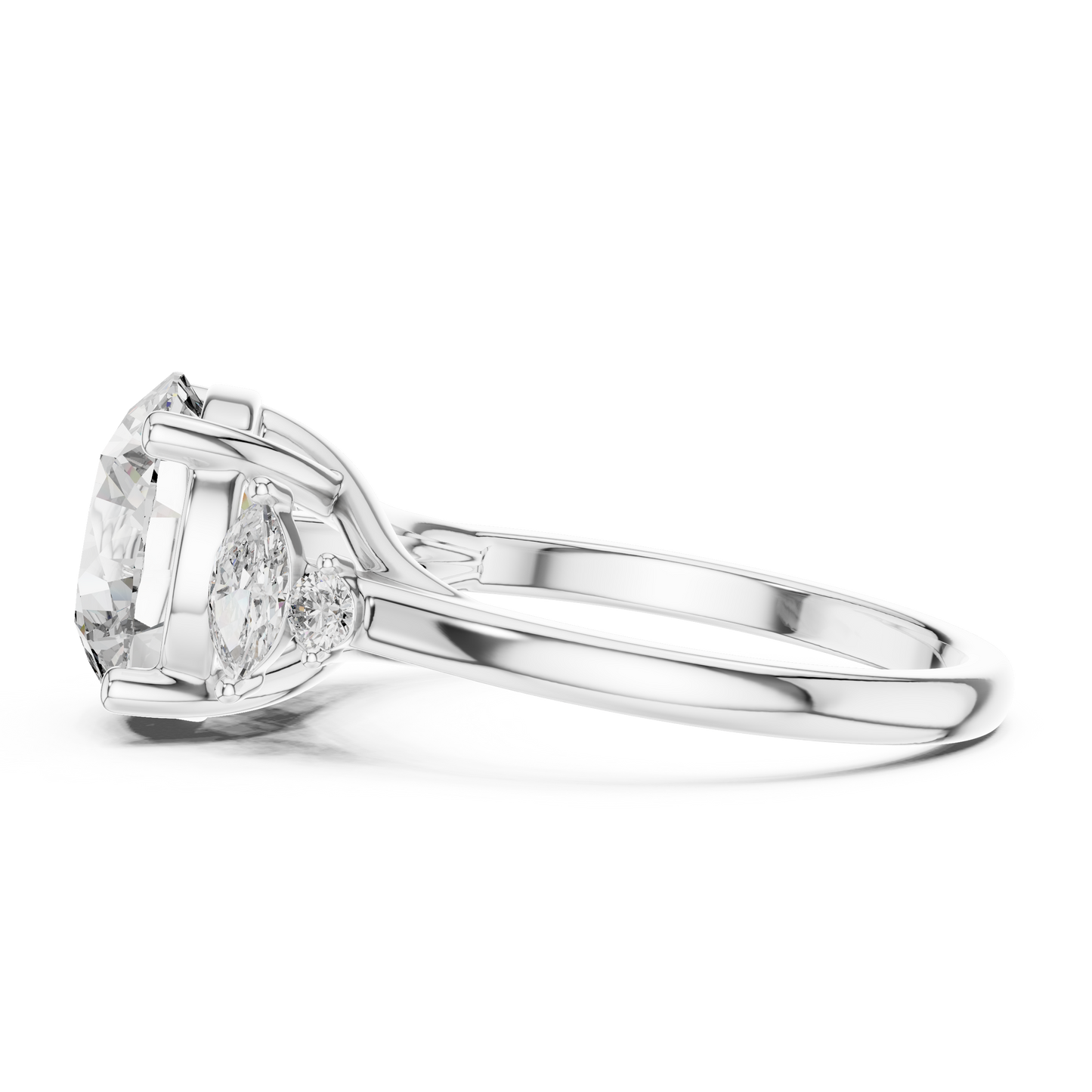 Yellow Gold Round Cut Diamond Cluster bypass Ring : 3.87CTW