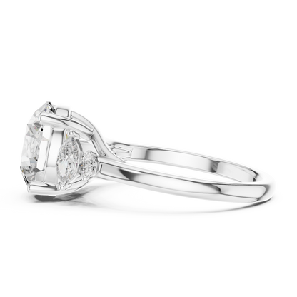 Yellow Gold Round Cut Diamond Cluster bypass Ring : 3.87CTW