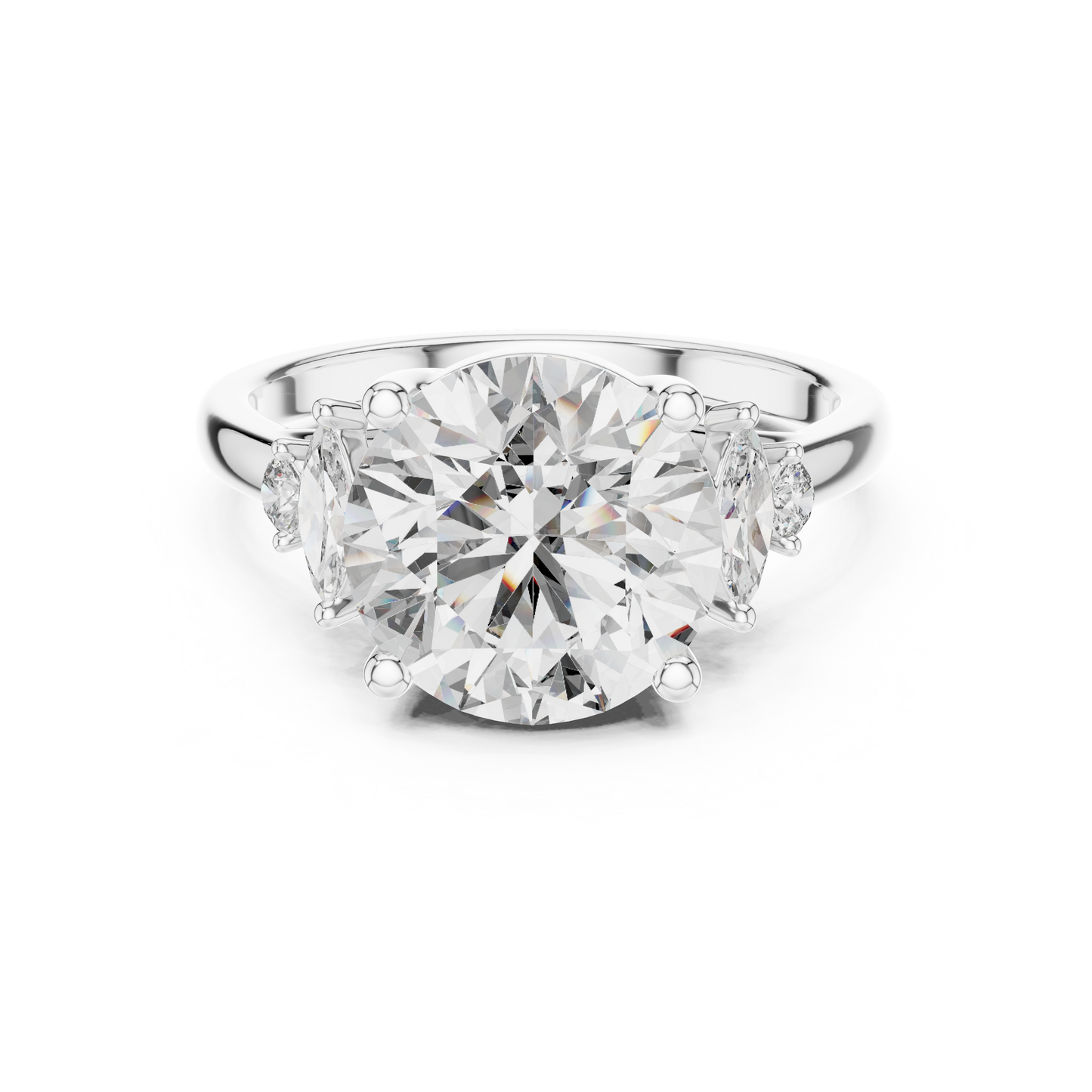 Yellow Gold Round Cut Diamond Cluster bypass Ring : 3.87CTW