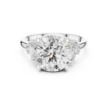 Yellow Gold Round Cut Diamond Cluster bypass Ring : 3.87CTW