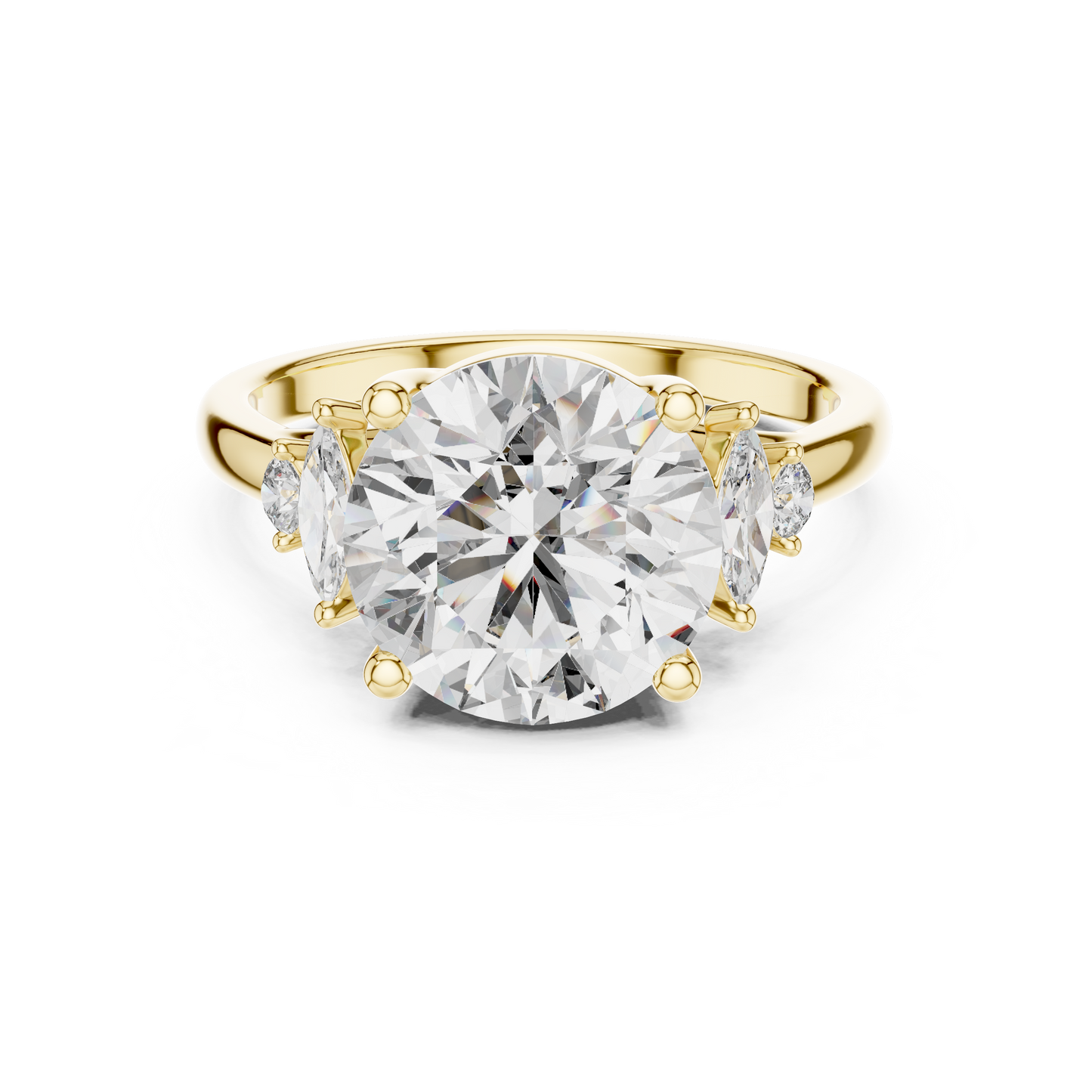 Yellow Gold Round Cut Diamond Cluster bypass Ring : 3.87CTW
