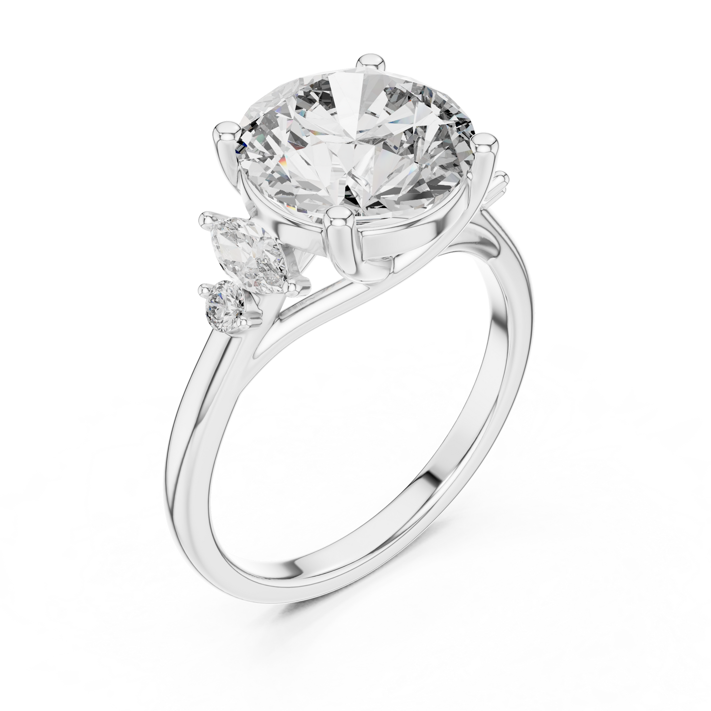 Yellow Gold Round Cut Diamond Cluster bypass Ring : 3.87CTW