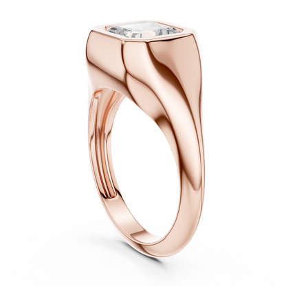 2ctw Asscher Cut Bezel Signet Statement Ring | Yellow Gold