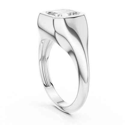 2ctw Asscher Cut Bezel Signet Statement Ring | Yellow Gold