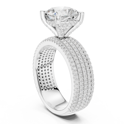 3.81ctw Cushion Cut Diamond Hidden Halo Engagement Ring - Solid Gold