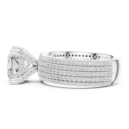 3.81ctw Cushion Cut Diamond Hidden Halo Engagement Ring - Solid Gold