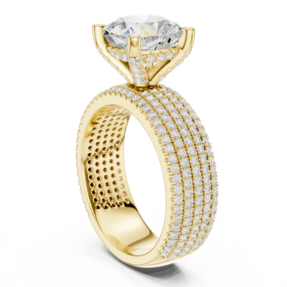 3.81ctw Cushion Cut Diamond Hidden Halo Engagement Ring - Solid Gold