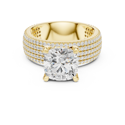 3.81ctw Cushion Cut Diamond Hidden Halo Engagement Ring - Solid Gold